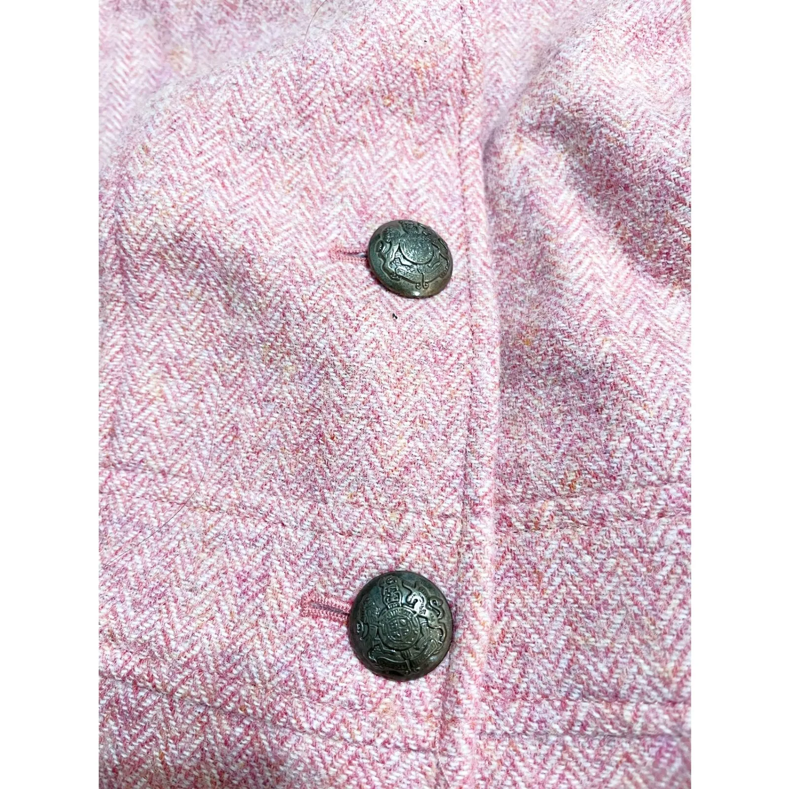 Talbots Herringbone Shetland Wool Blend Blazer Womens Size 2 Button Front Coral‎ - Image 5