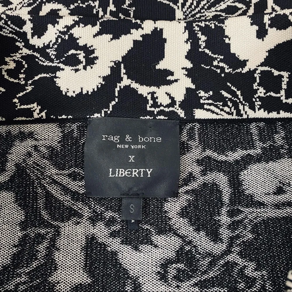 Rag & Bone Black And Yvory Liberty Floral Print Banded Skirt - Image 6