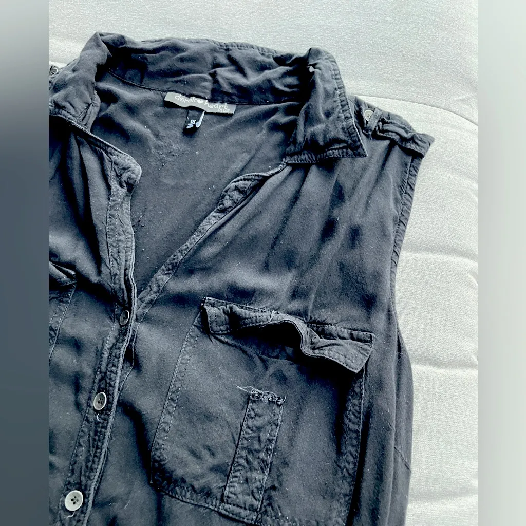 Derek Heart Black Button-Up Jumpsuit Romper shorts with pockets in front 1X Y2K - Image 4