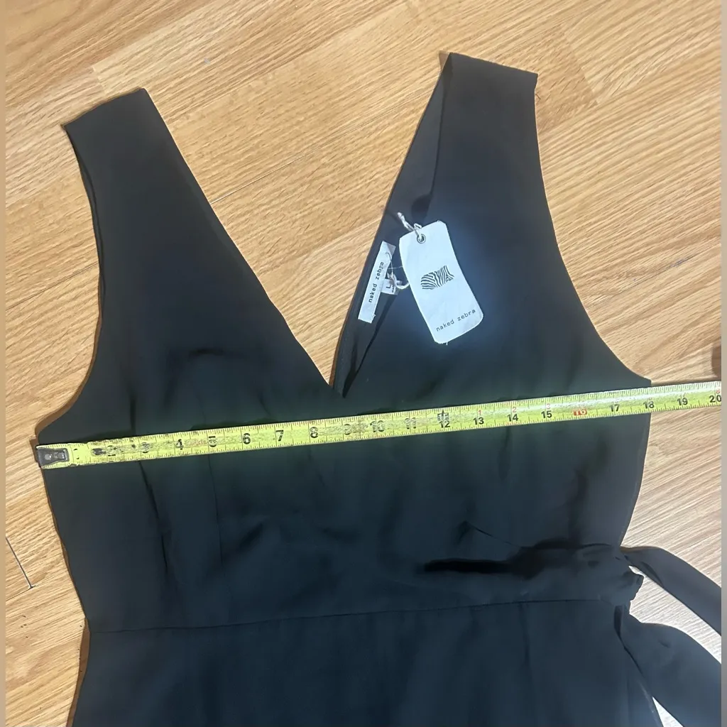 Naked zebra black sleeveless mini dress tie at waist ladies Large NWT - Image 3