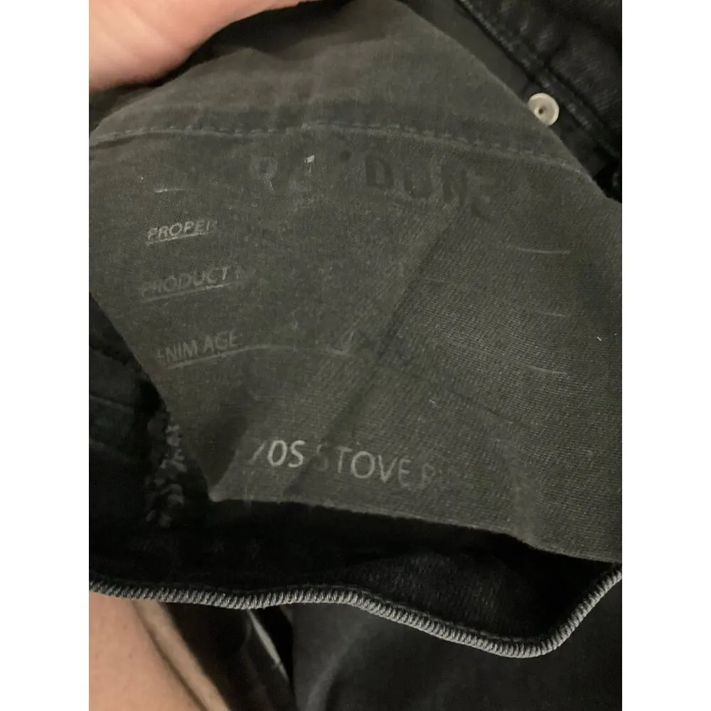 Re/Done Womens High-Rise Straight Leg Black Denim Jeans Size 29 - Image 10