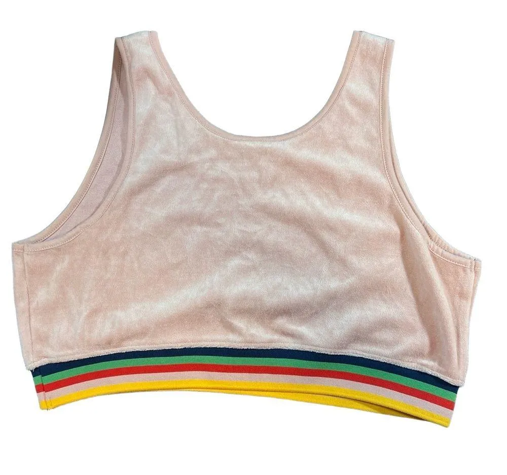 Wild Fable Crop Tank Pink Rainbow Striped Hem Retro Festival Pride Summer XXL - Image 2