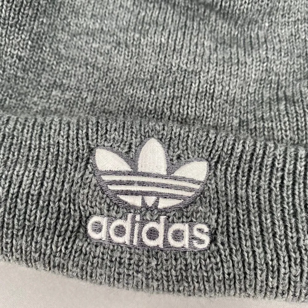 Adidas Grey Trefoil Logo Acrylic Beanie Hat - Image 3
