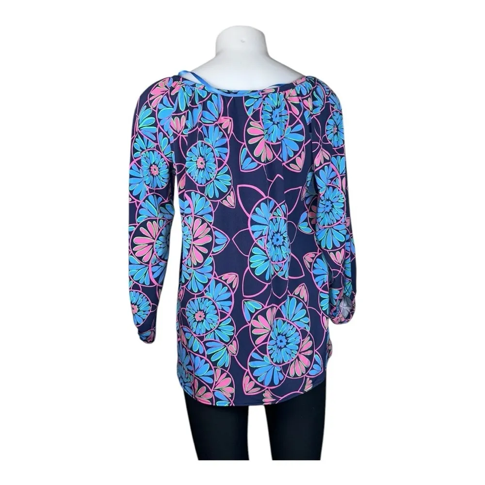Tori Richard Honolulu Women’s XS Scoop Neck Cordoba Floral Printed Blouse Top - Image 3