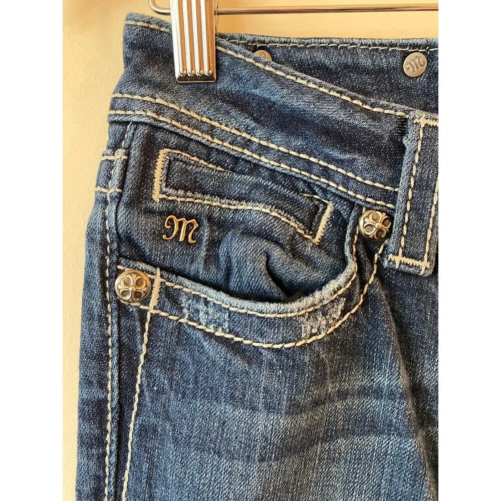 Miss Me Mid-Rise Studded Pocket Denim Skinny Jeans Bradbury Women's Size 27 - Image 3