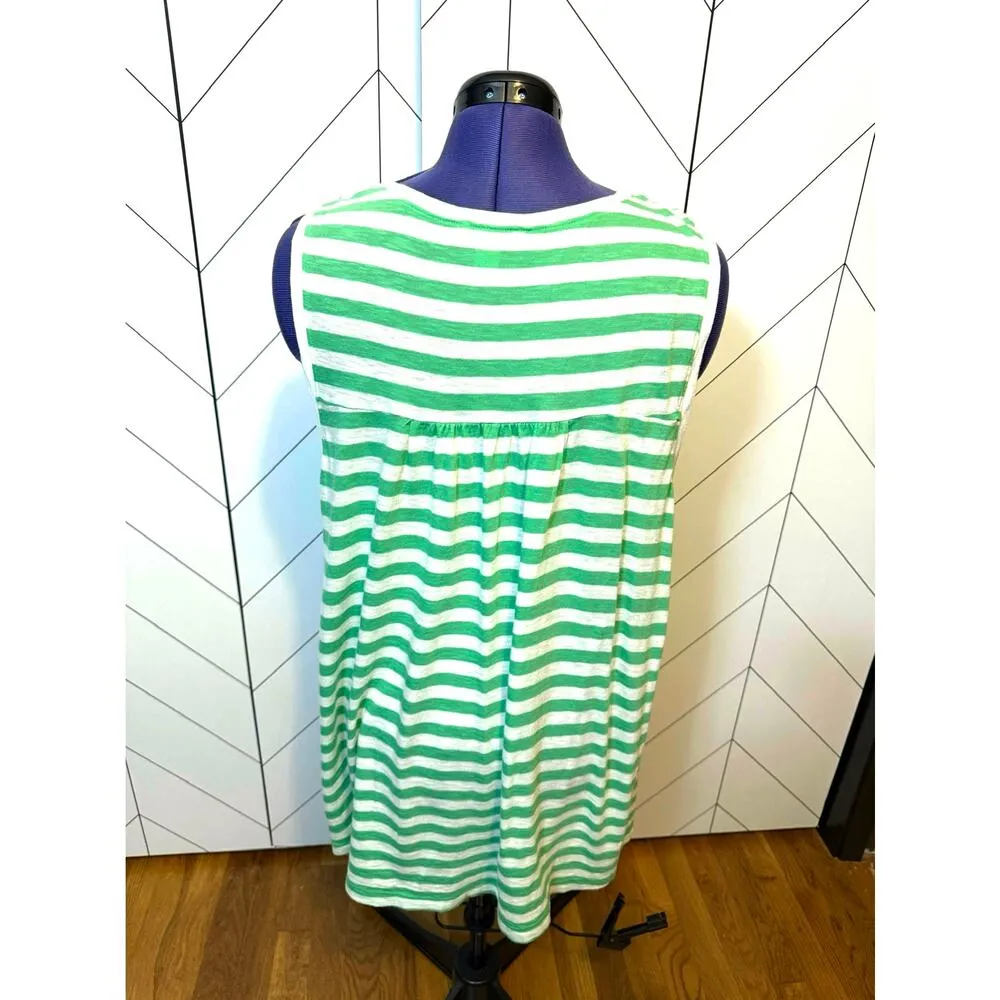 Caslon Women’s Plus 1X Green White Stripe Sleeveless Tunic Tank Top Casual Basic - Image 2