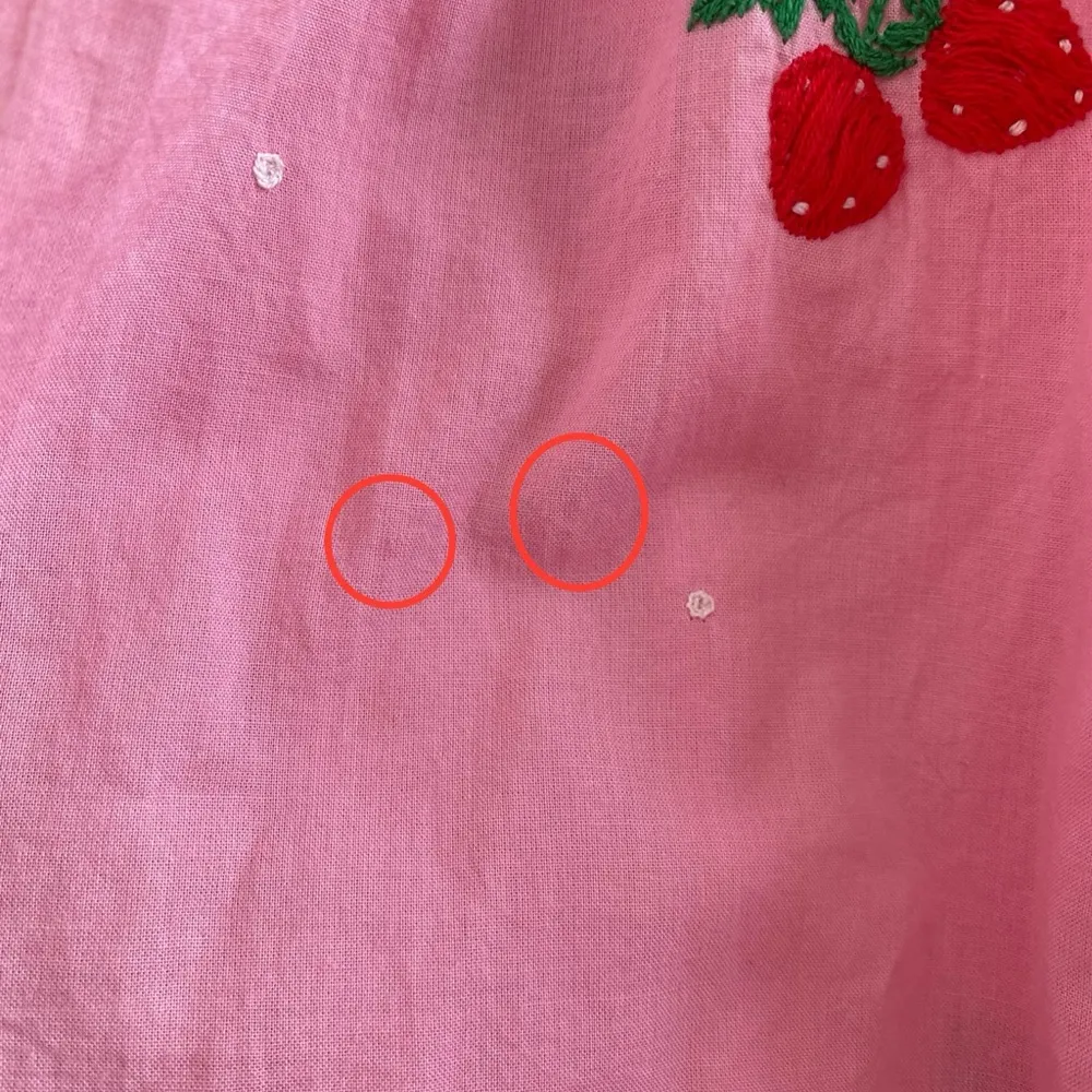 Pink City Prints Pink Beatrice Cotton Strawberry Embroidered Blouse Large - Image 7