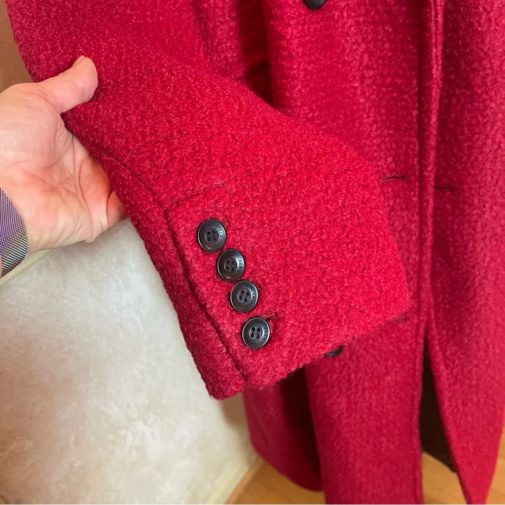 Karl Lagerfeld Paris Red Boucle Double-Breasted Wool Blend Statement Coat XXL - Image 15