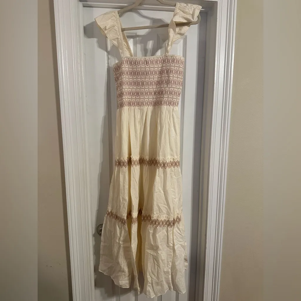 NWOT Madewell Lucie Smocked Tiered Midi Dress - Image 5