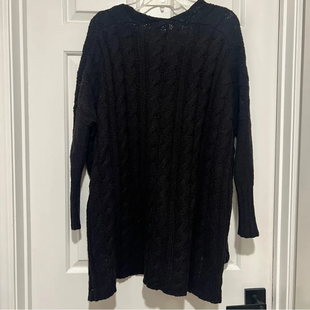 Free People Black Knit Cable Oversized Sweater size S - Image 6