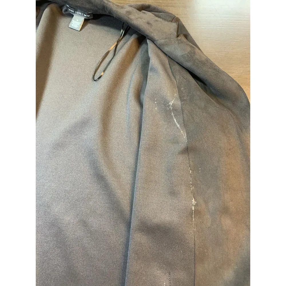 Joan‎ Vass Faux Suede Vegan Leather Blazer Womens XL Black Stretch Jacket - Image 8