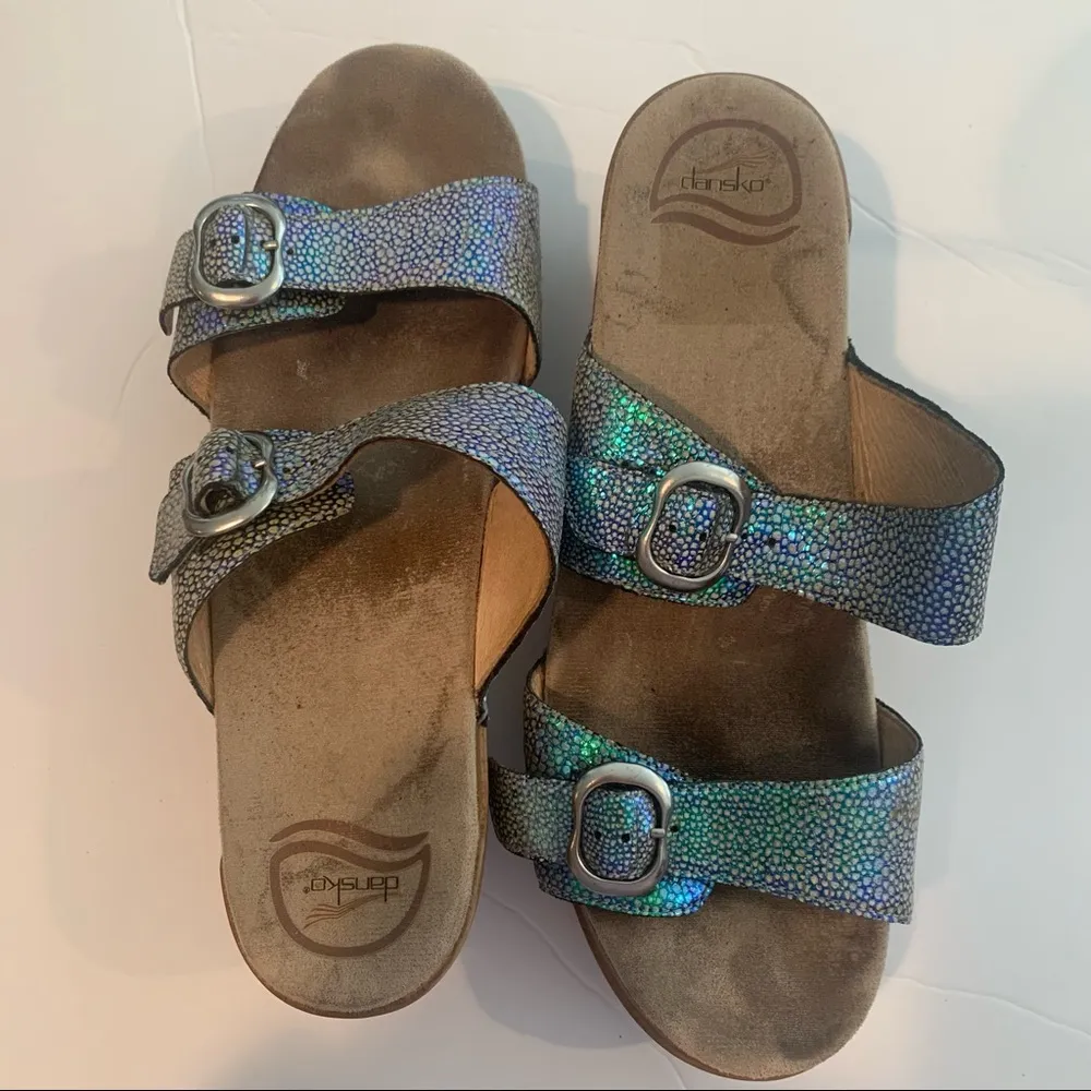 DANSKO Sophie Shagreen Buckle Clog Sandal Mermaid Size 41/10.5 - Image 13