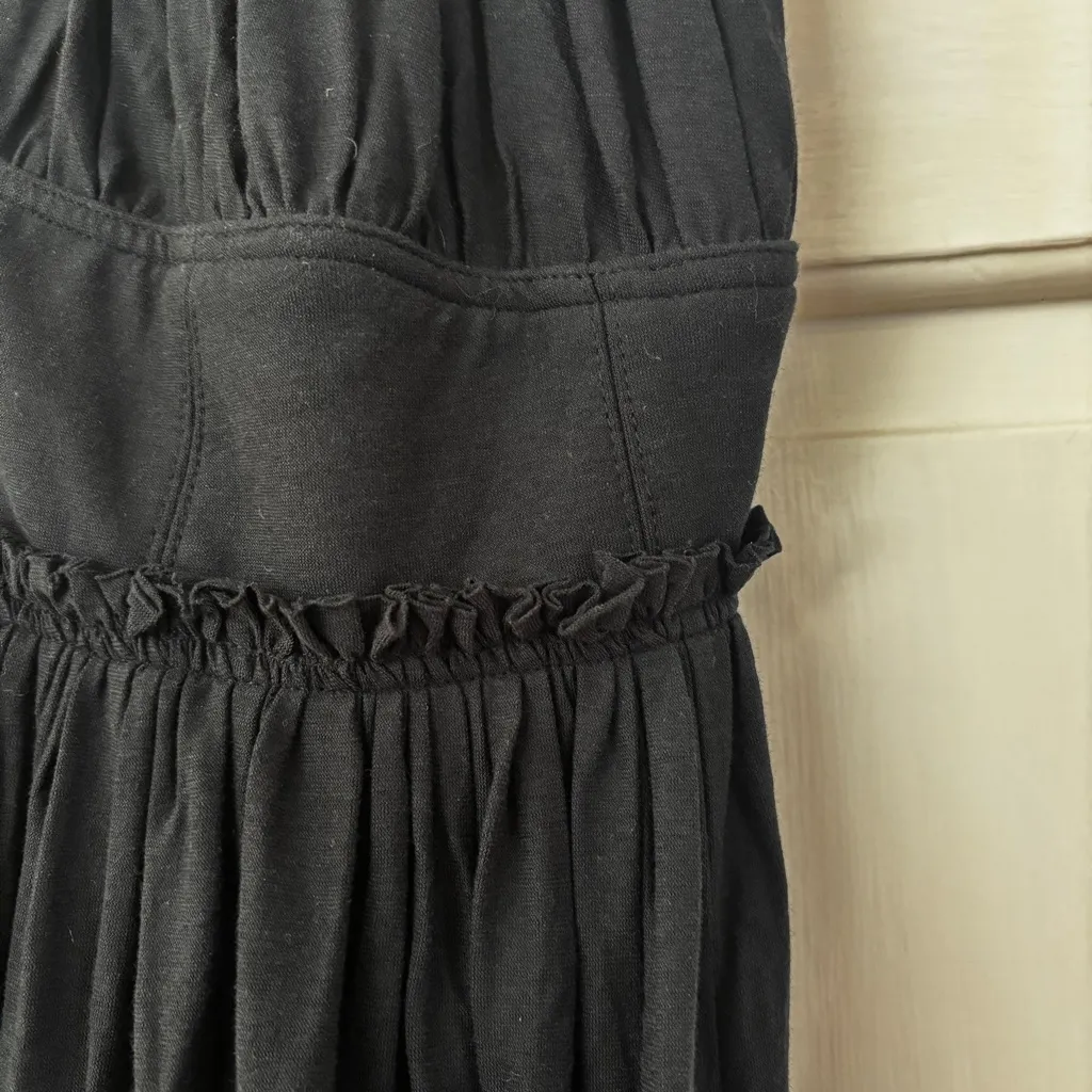 Ulla‎ Johnson Freya Cutout Cotton Jersey Dress Midi Black Tie-Neck Size 4 Small - Image 9