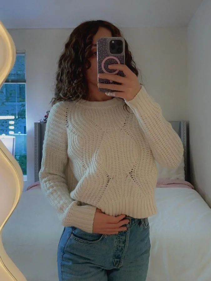 Madewell Everett Rib-Play Wool/Alpaca Blend Pullover Sweater White Size XS - Image 2