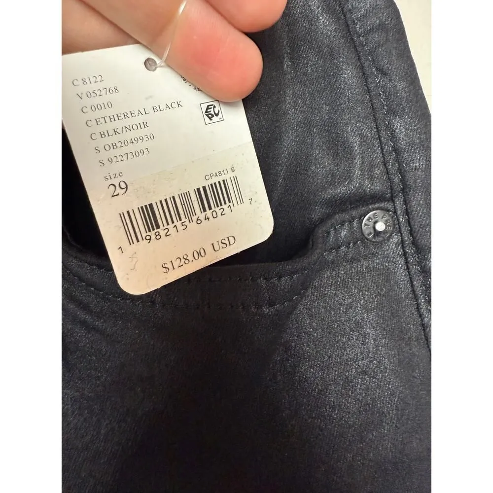 Free People Black Coated Xena High Rise Slim Jeans NWT Sz. 29 - Image 8