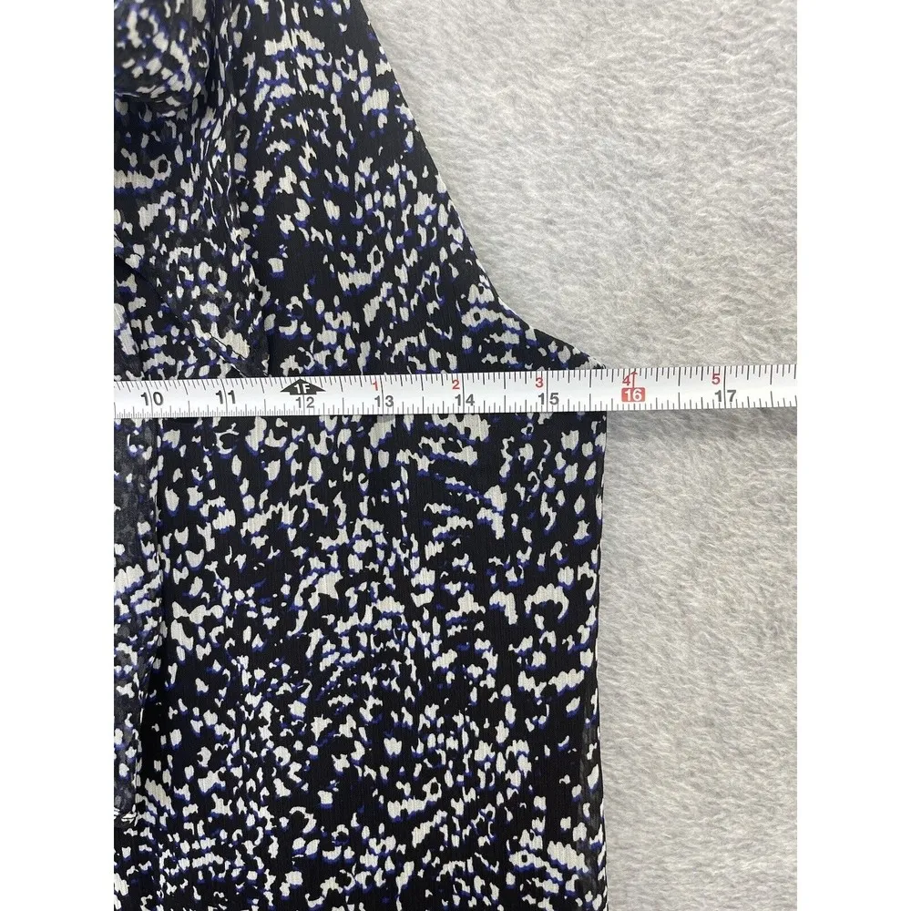 Express Women's Maxi Dress Sleeveless High Neck Black Blue Small Printed Pleats - Image 8