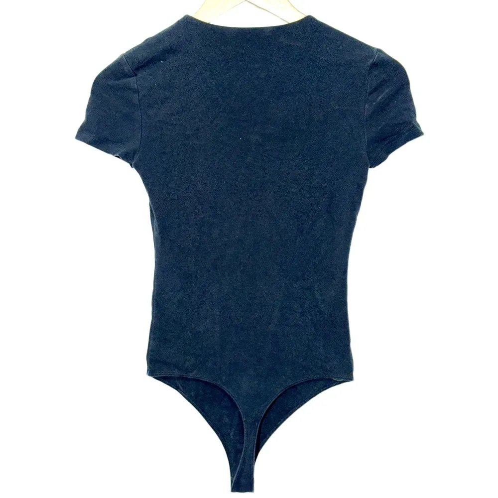 Abercrombie & Fitch Black Cotton Crewneck Short Sleeve Bodysuit Tops Size Small - Image 3