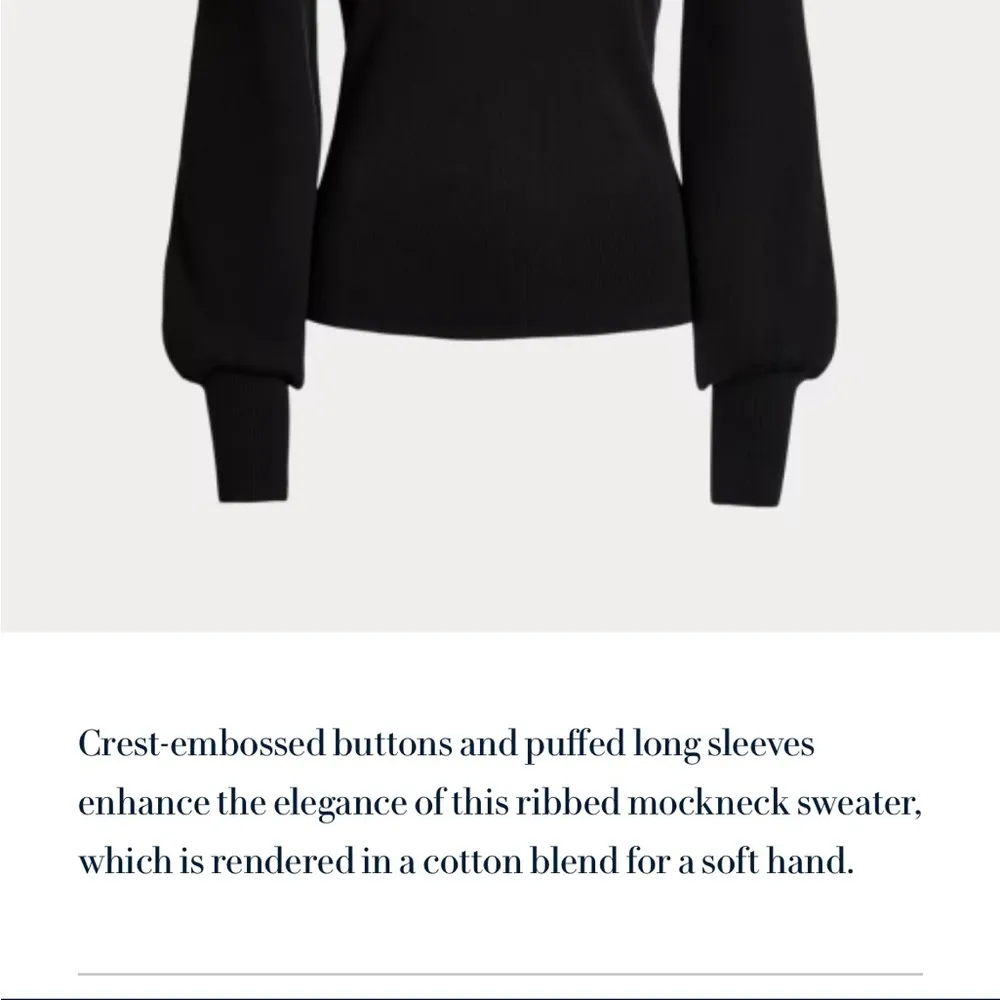 Ralph Lauren Button-Trim Mockneck Sweater Black Label Gold Button Size XXL - Image 8