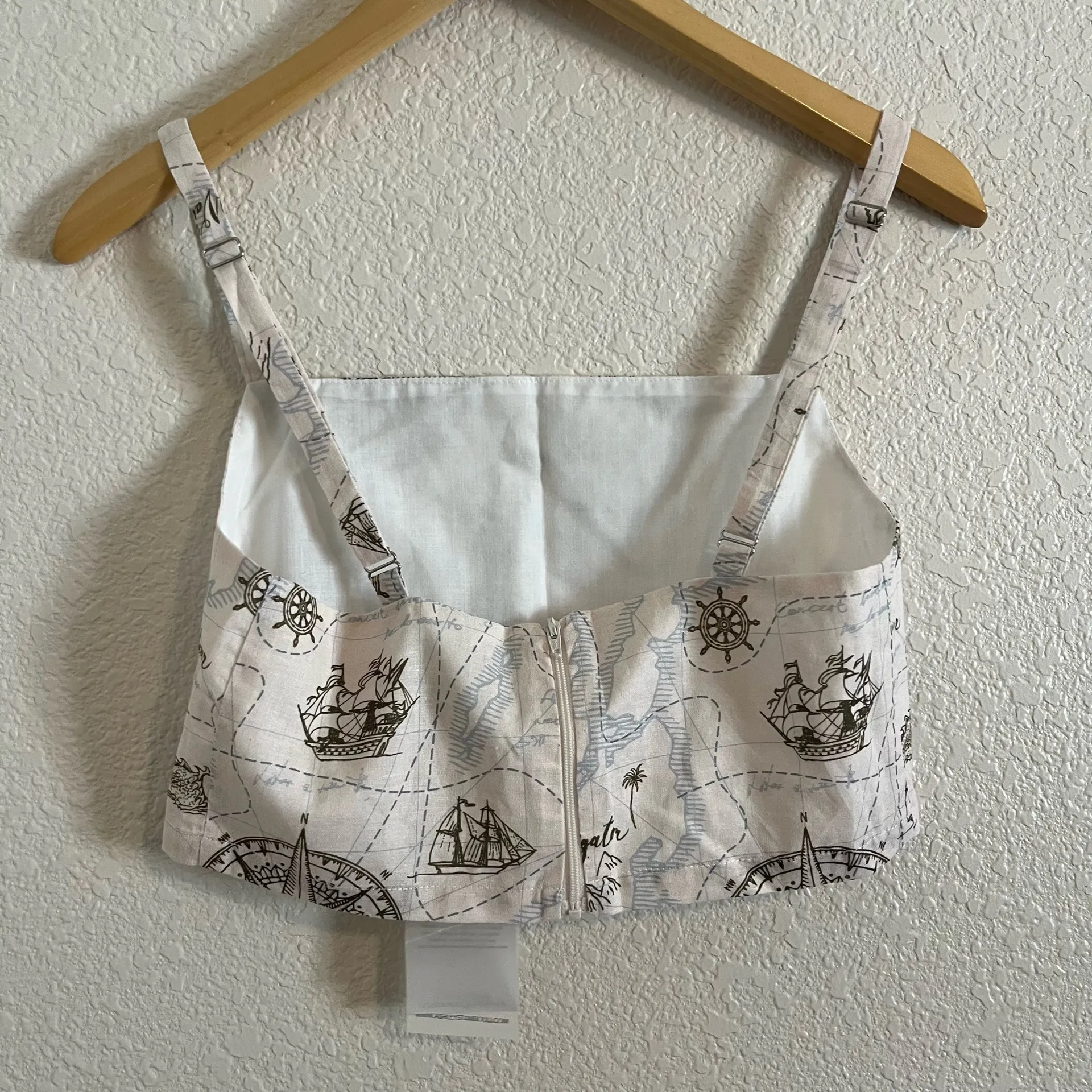 NWT Ashley Stambouli Chloe Linen Crop Top Tank Sailor Nautical Coastal White Size XS - Image 6