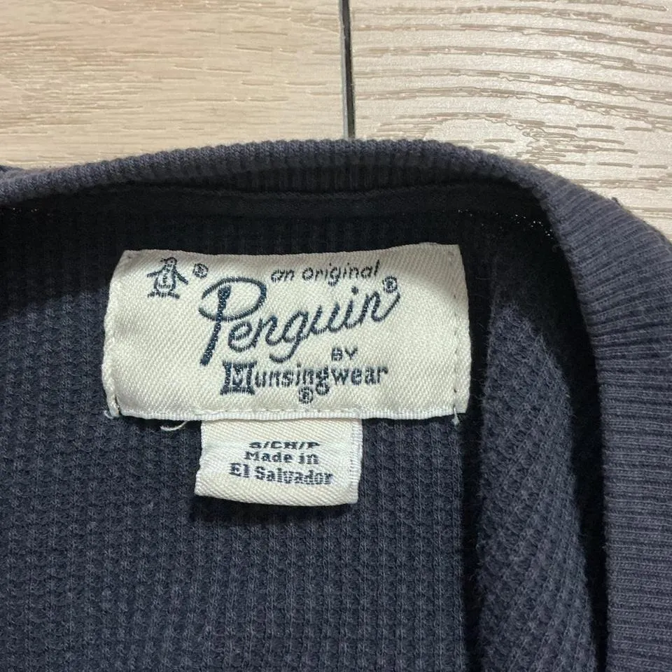 Original Penguin Munsingwear Charcoal Gray Thermal Long Sleeve Henley Shirt - Image 4