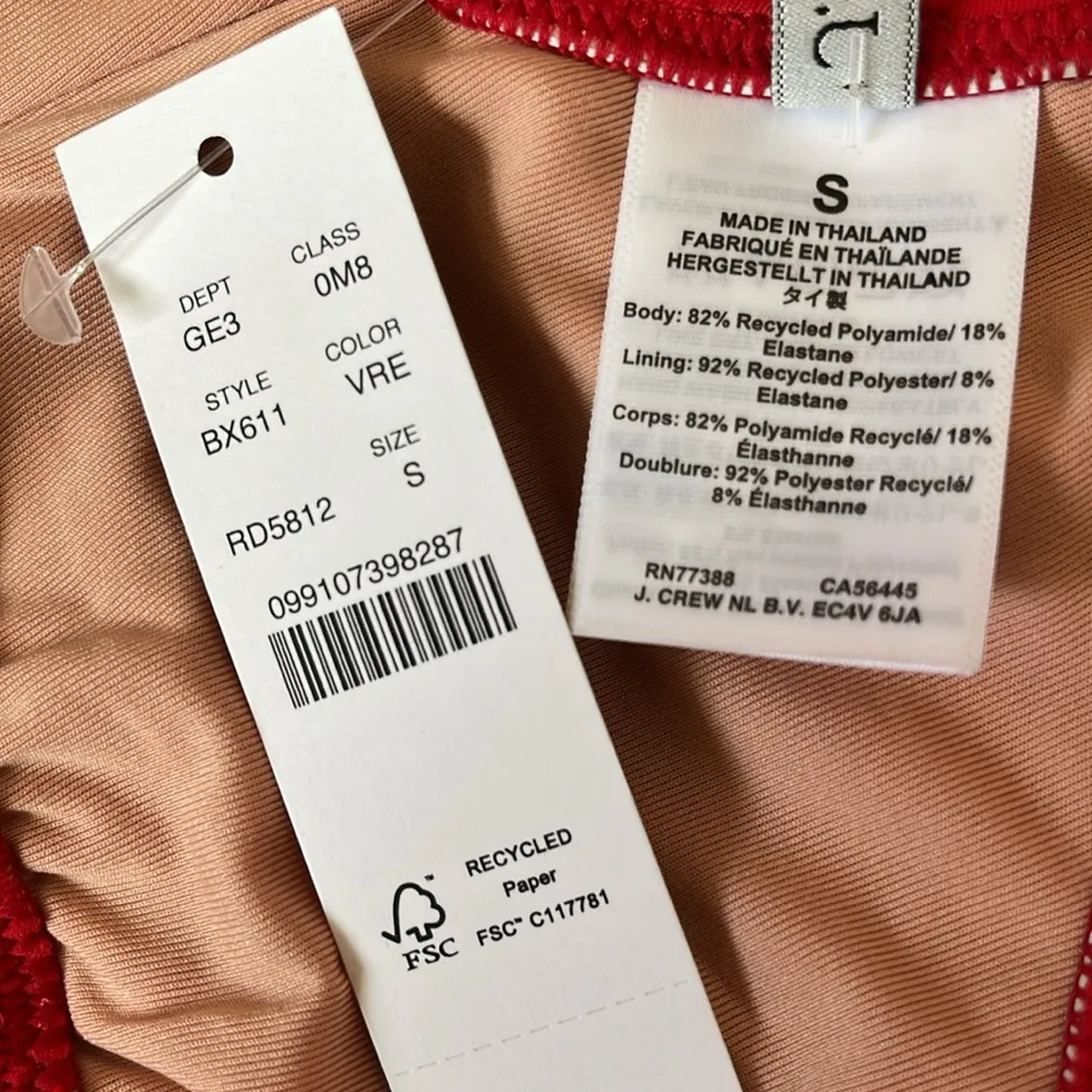 J. Crew Red Square Neck Classic Casual Sporty Athletic Bikini Swimsuit Top - Image 6