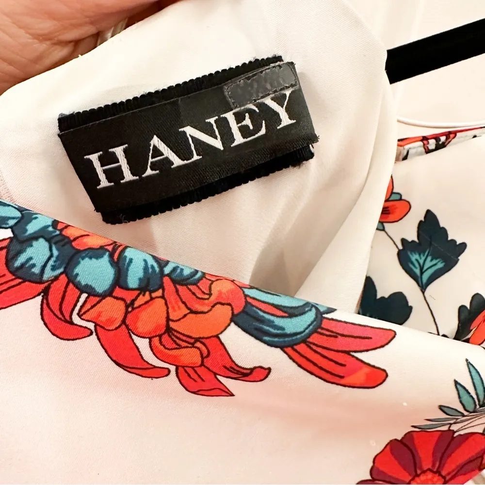 Haney Goldie Floral Bias Cut Silk Slip Dress Midi White Criss Cross Back sz 2 - Image 13