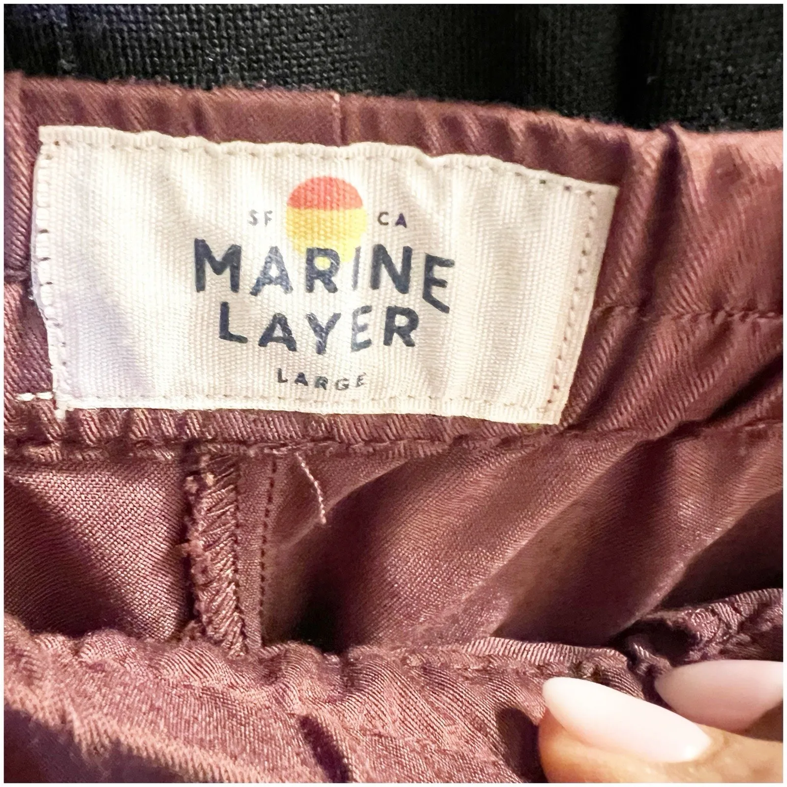 Marine Layer Allison Pant Curve Hem Pants Size Large Brown Pull On Beach Hip - Image 5