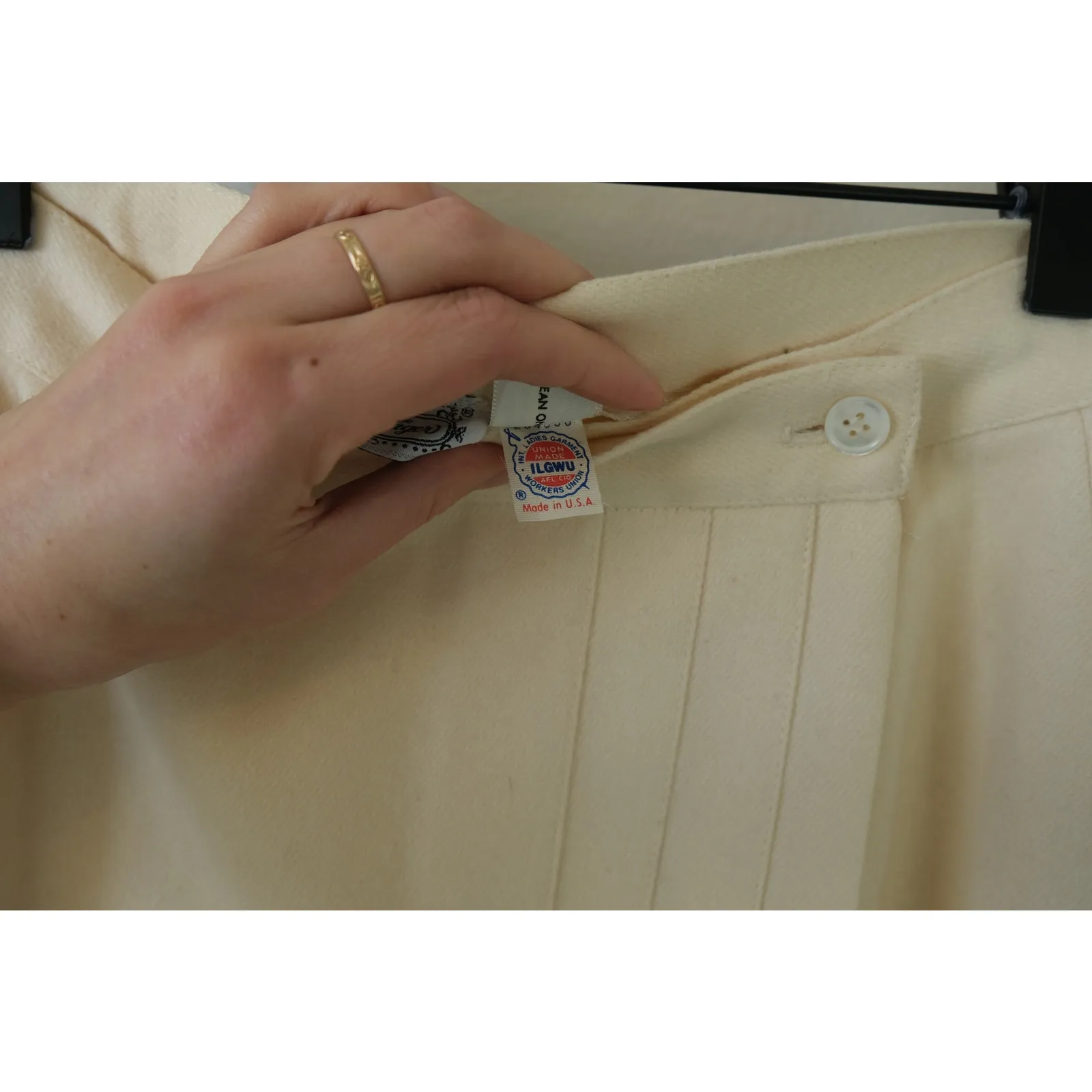 Union Vintage The Villager Skirt 1980s Midi Pleated Ecru HighWaist Retro 12 White - Image 8