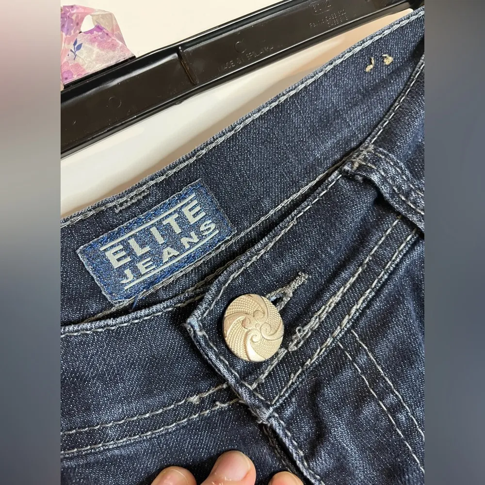 Elite Jeans Women's Denim Junior Size 5/6 Midi Stretch Medium Wash Y2K Wrinkled - Image 16