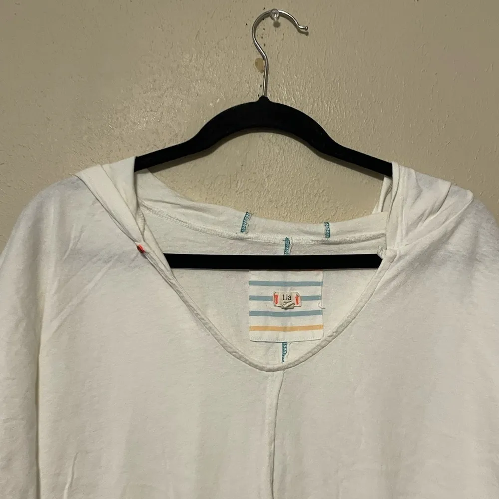 Anthropologie‎ Tla Ivory Short Sleeve Sweat Shirt Size Small - Image 3