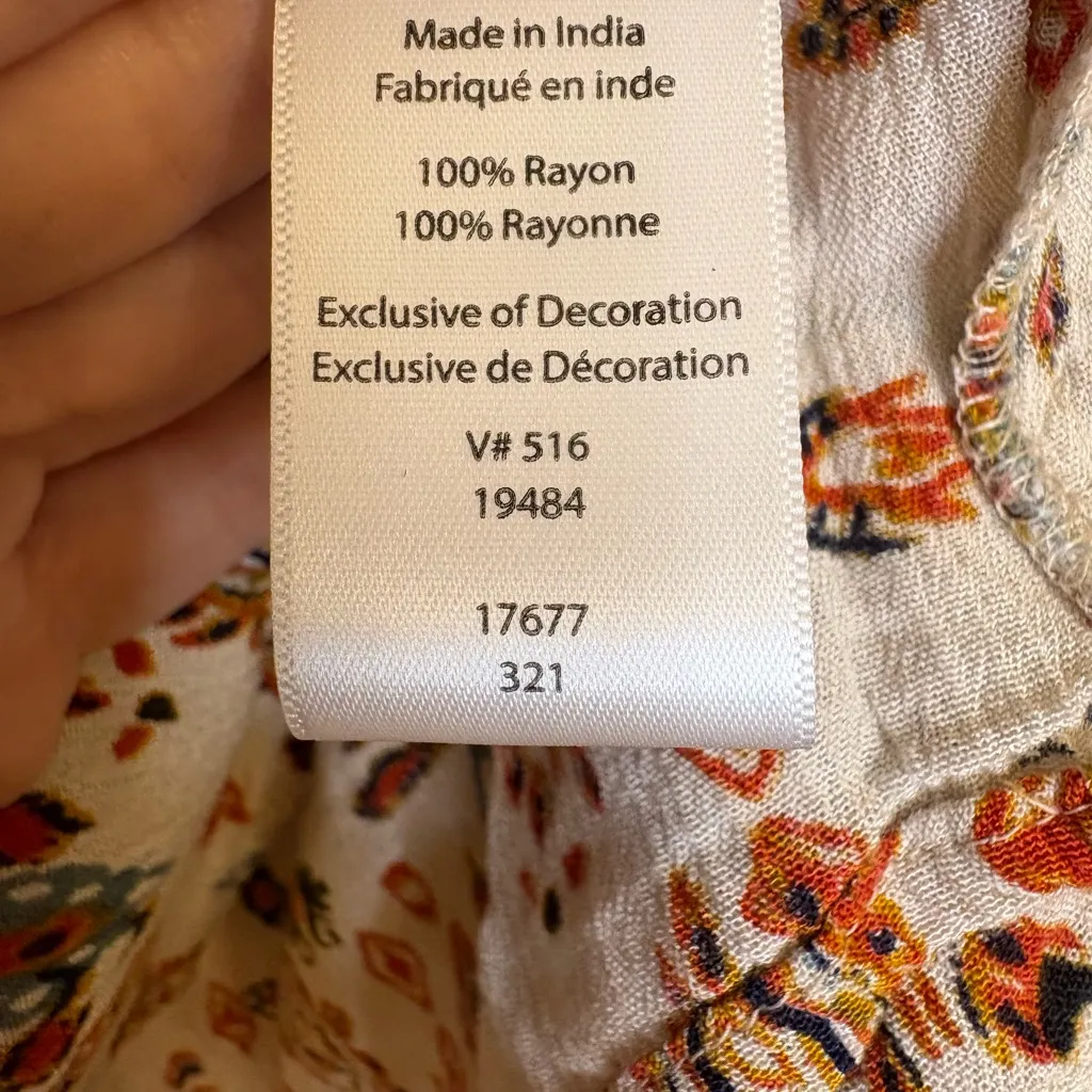 Coldwater Creek Boho Western Embroidered Peasant Top Floral Blouse Petite XL - Image 6