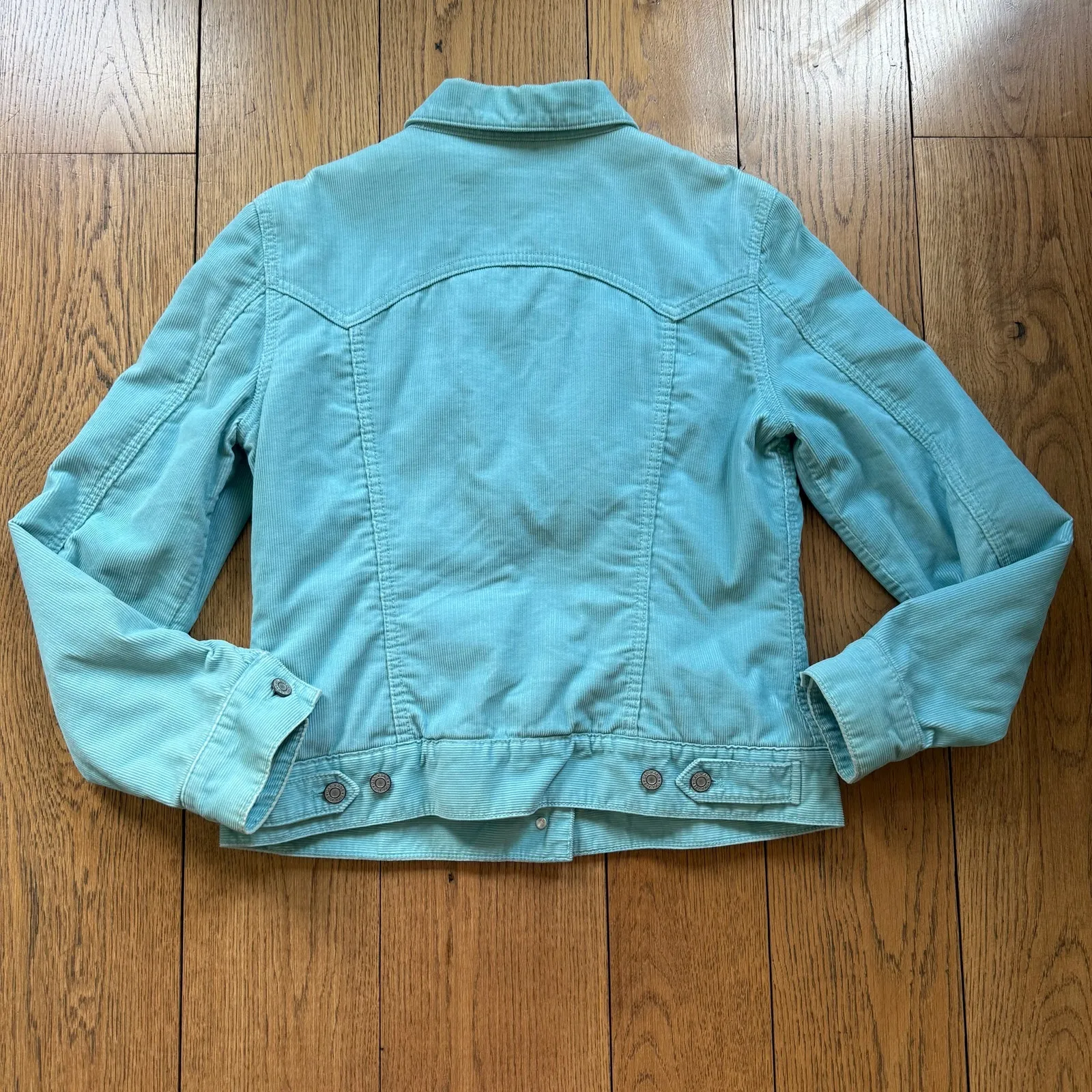 Gap Corduroy Trucker Jacket Women SZ M Aqua Blue Sherpa Cozy Fall Western - Image 2