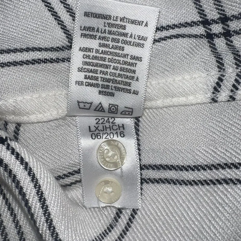 Aeropostale Button Up Shirt Womens SZ M White Blue Windowpane Plaid Long Sleeve - Image 5