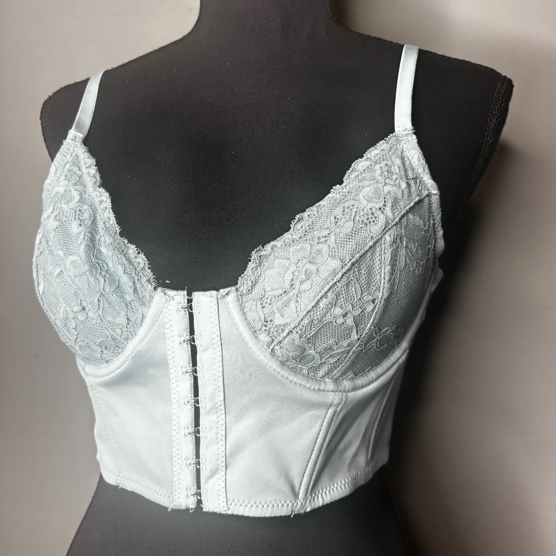 Garage Bustier Womens PS Medium Seafoam Combo Lace Bra Clasp Cropped - Image 2