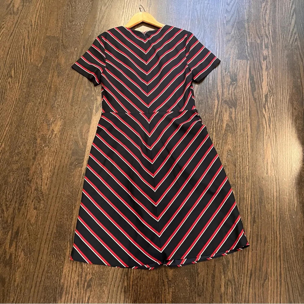 Banana Republic Red A-Line Midi Dress V-Neck Short Sleeve - Image 7