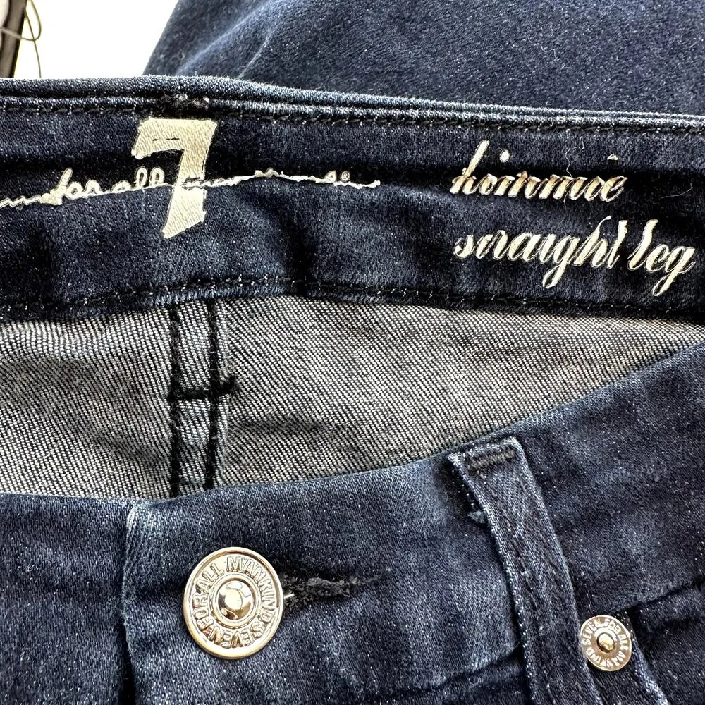 7 For All Mankind Kimmie Straight Leg Jeans Mid Rise Denim Medium Wash Blue 26 - Image 3