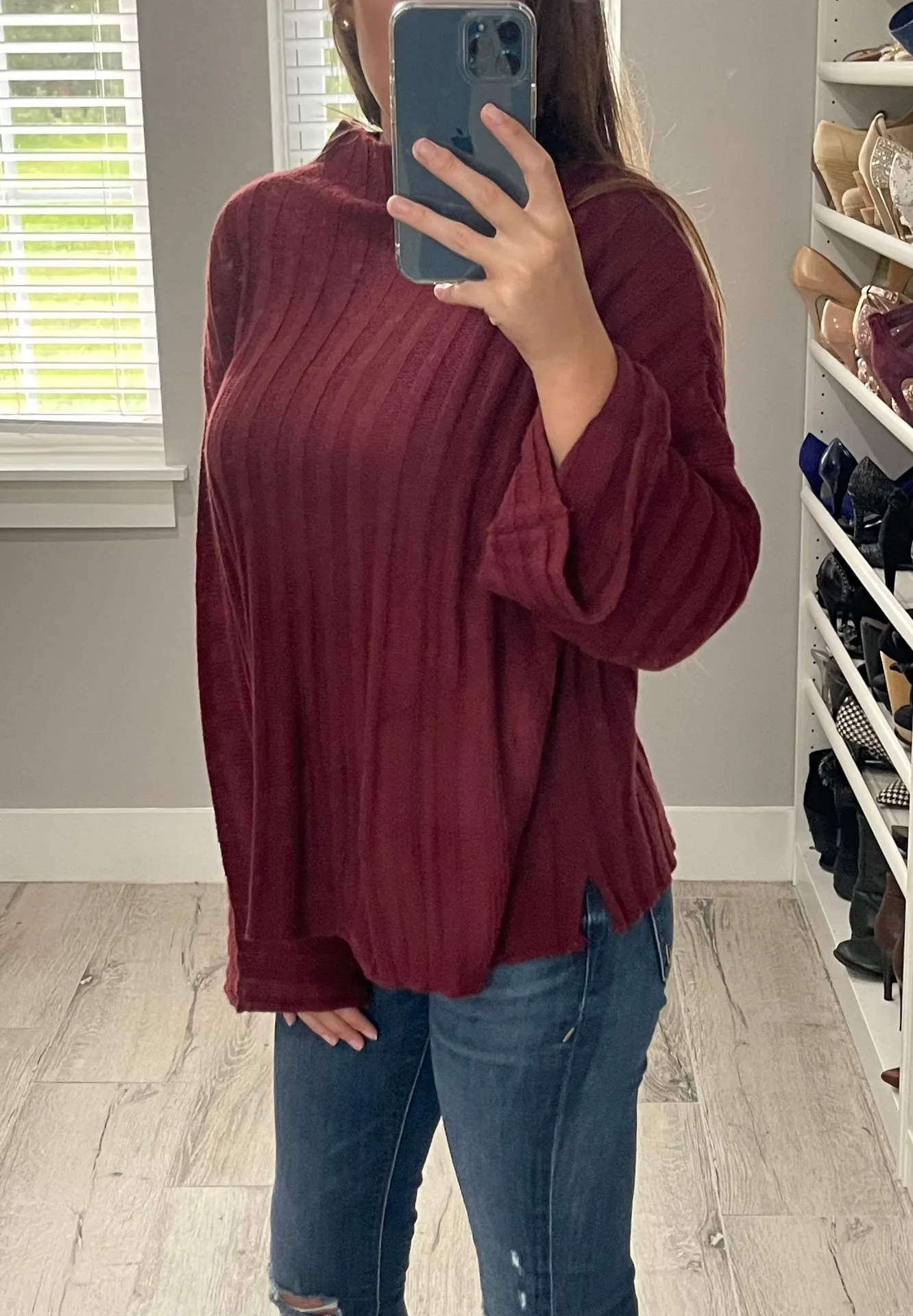 . Maroon Flare Sleeve Sweater - Image 3