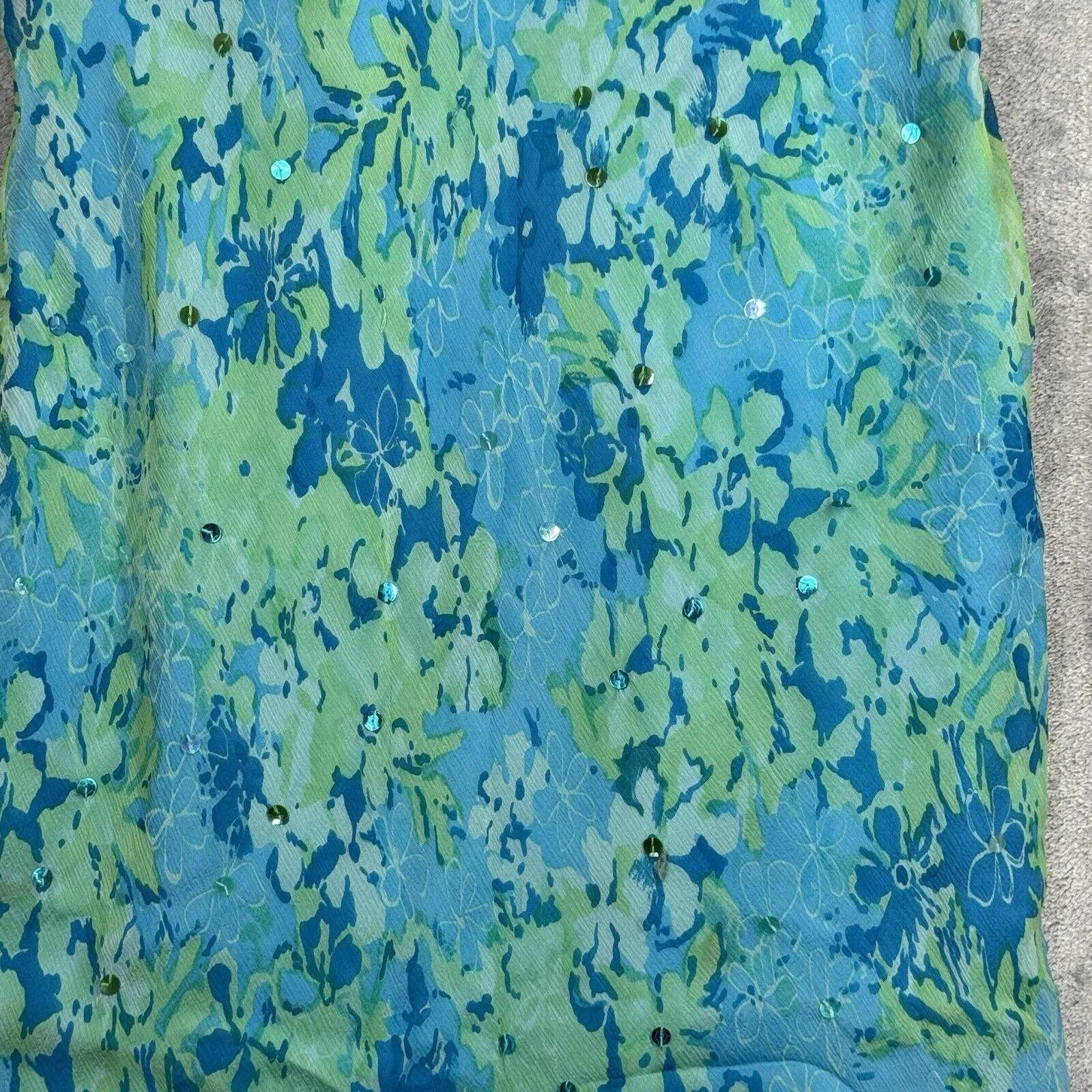 Muse Dress Womens 4‎ Blue Green Floral Flowers Colorful Boho Fairy Peasant Y2K - Image 5