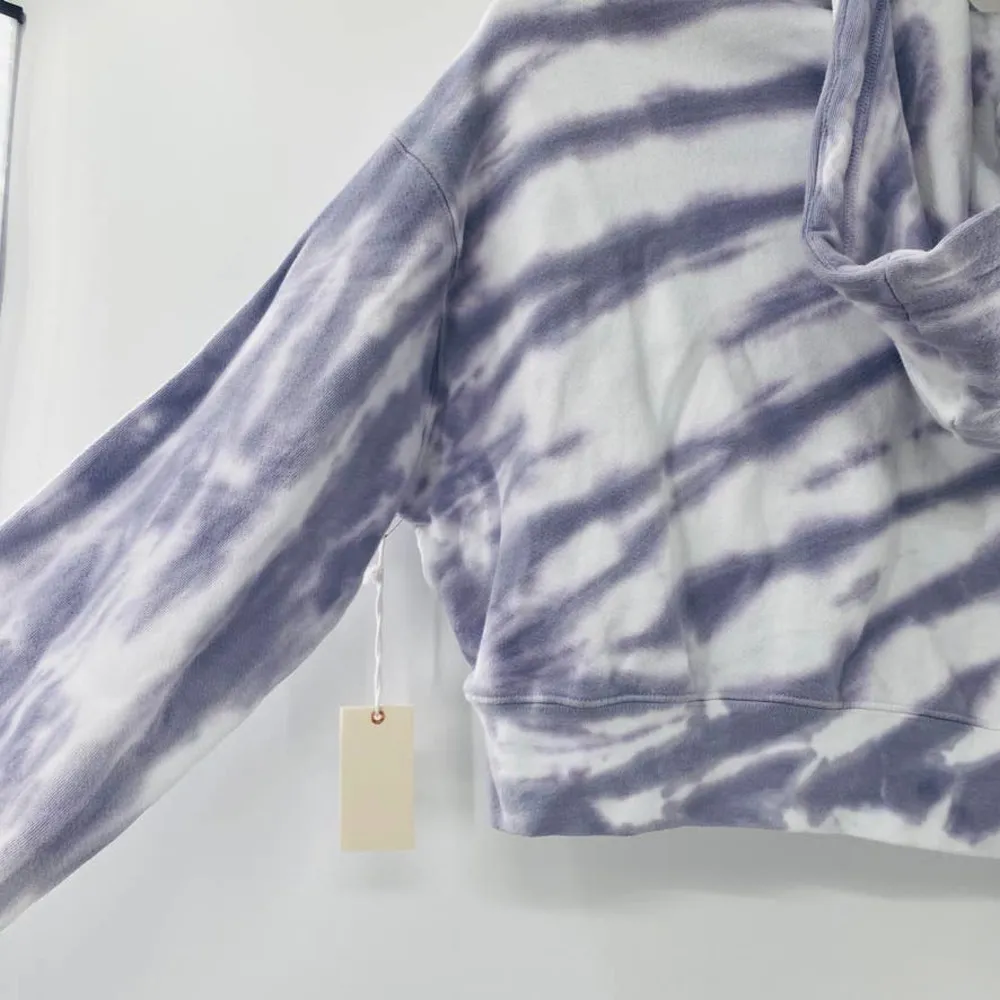 Good American Cropped & Cool Tie Dye Hoodie Lilac White Size 5 XXL NWT Cozy - Image 10