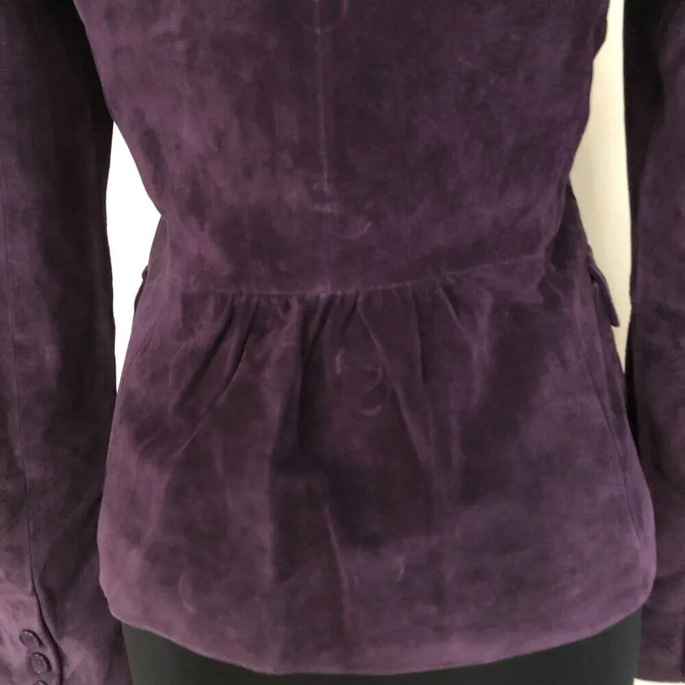Cache Purple Fitted Leather Suede Jacket Top New Lined Banded Collar $248 NWT - Image 13