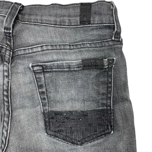 7 For All Mankind Y2K Jean Shorts‎ 25" Black/Gray Cutoff Low-Rise Bling USA 7FAM - Image 7