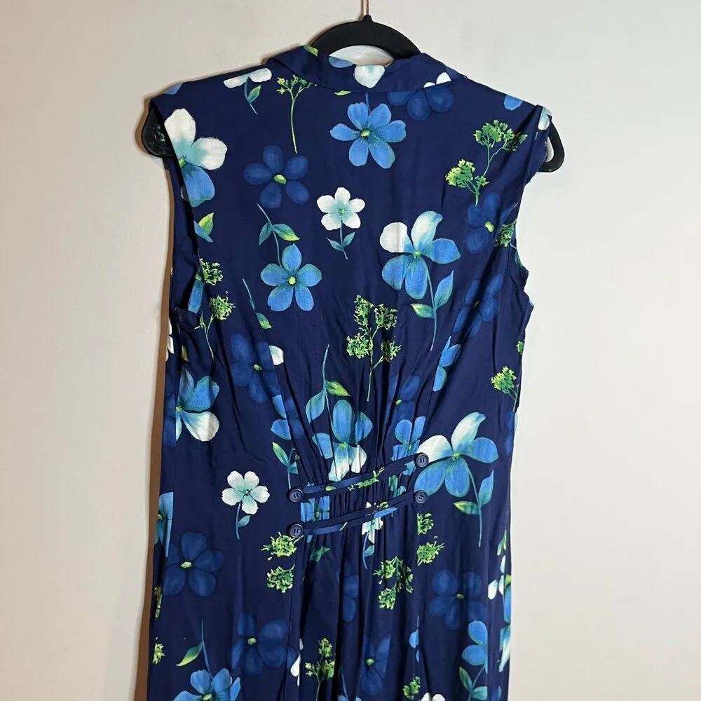 Y2K 1990's blue floral button down maxi dress Size 8 - Image 4