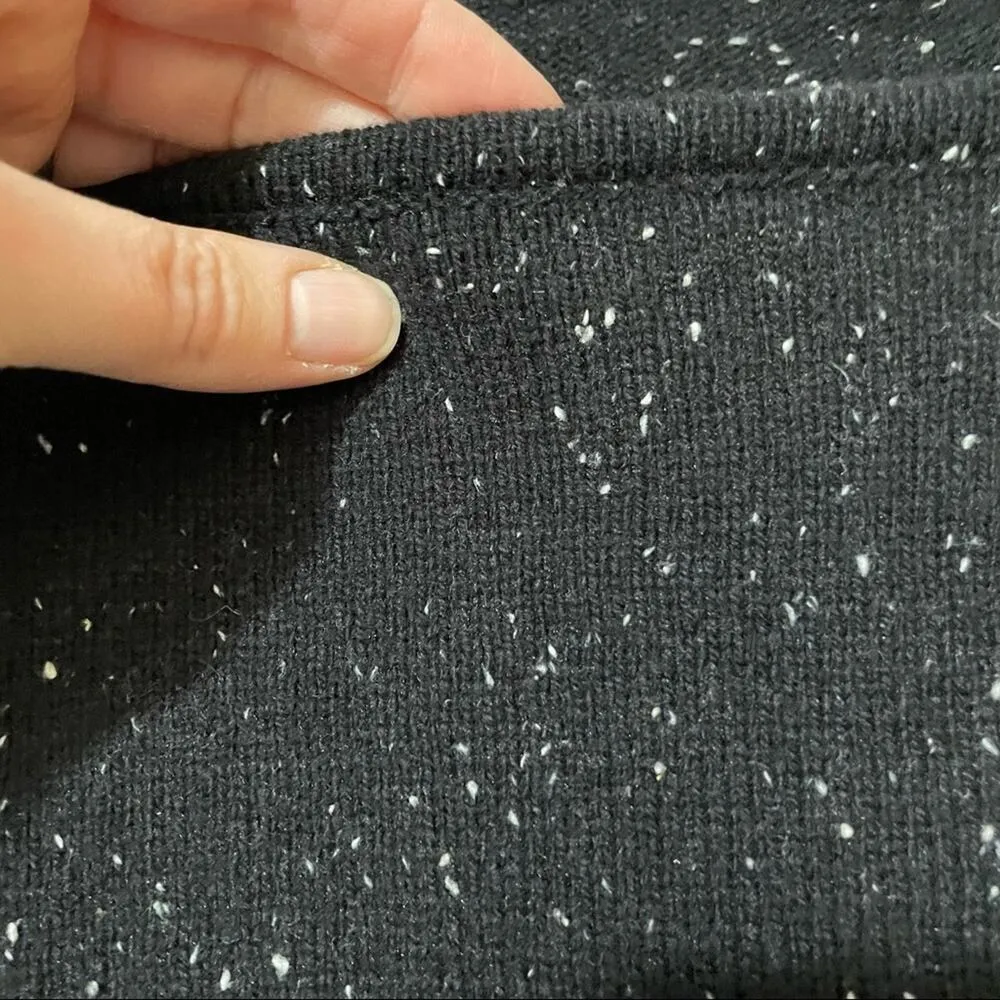 Loft Black Speckled Crew Neck Sweater Layered White Shirt XS Wool Blend Preppy - Image 4