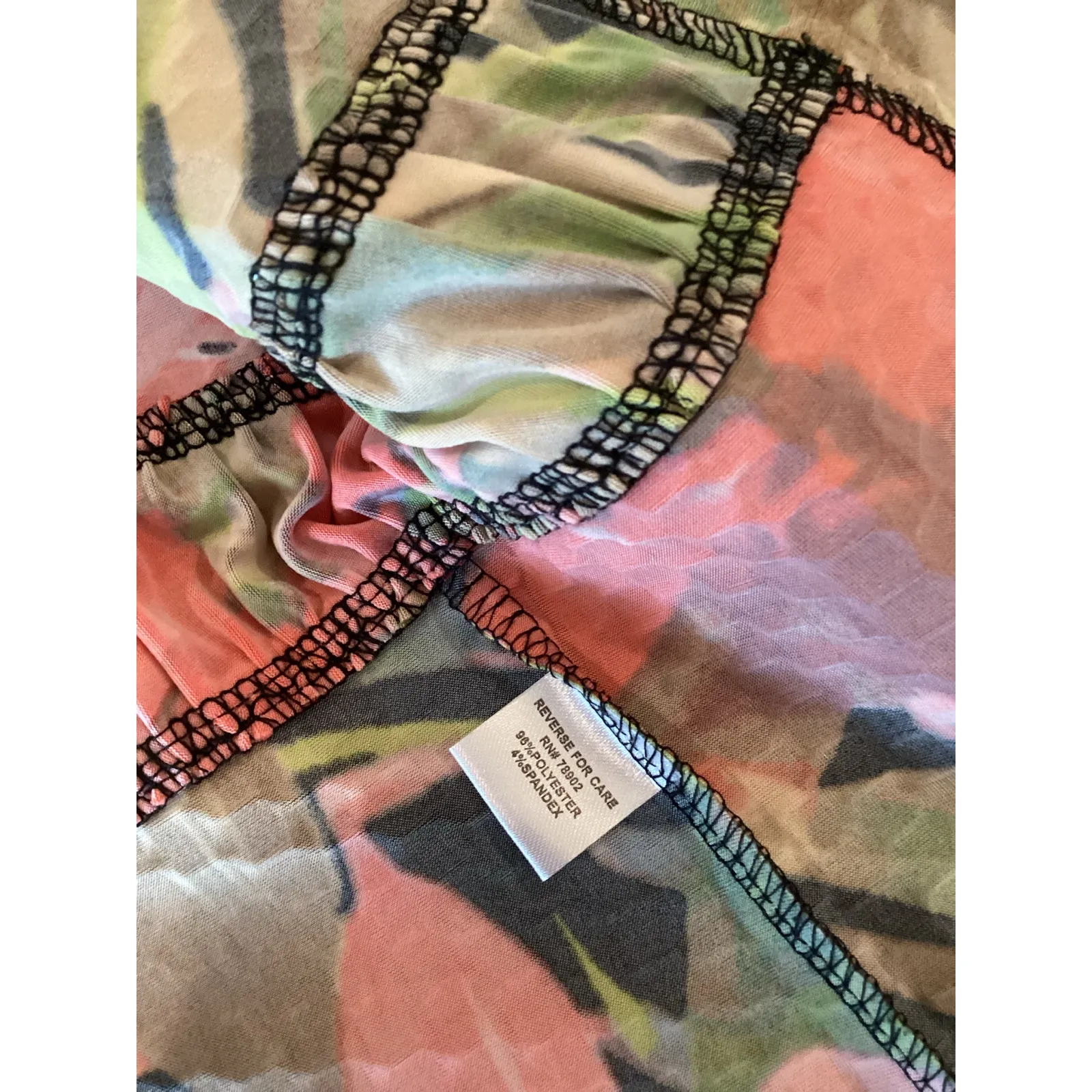 Toni Morgan Jacket Shiny Floral Orange Black Multi Zip Front 3/4 Sleeve Size M Pink Size M - Image 9