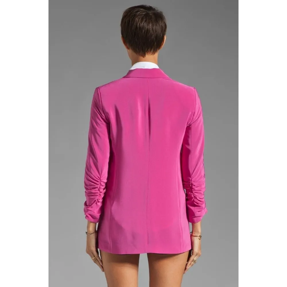 NWT Elizabeth & James Heather Blazer in Fuchsia Pink Ruched Sleeve Crepe  4 $495 - Image 4