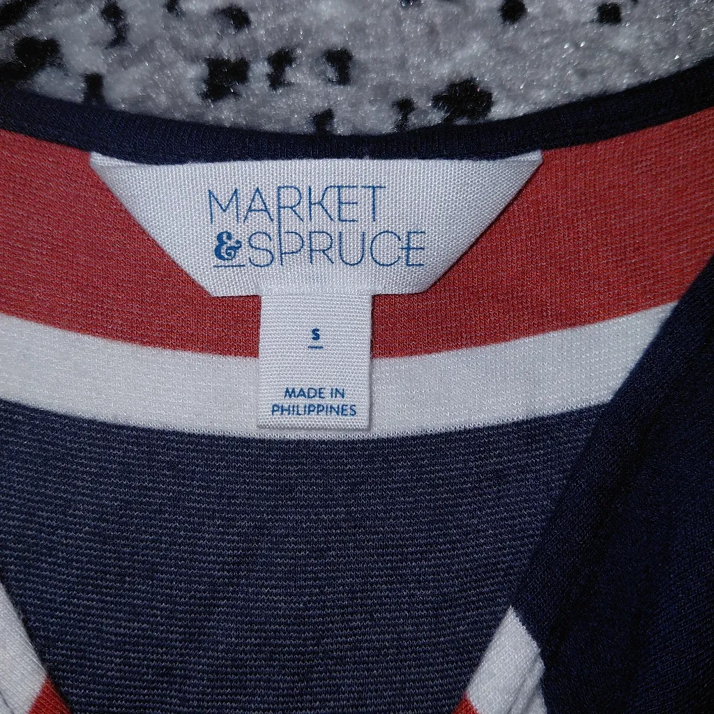 Market & Spruce Nautical Stripe Faux Wrap Maxi Dress S Coastal Boho Asymmetric - Image 10