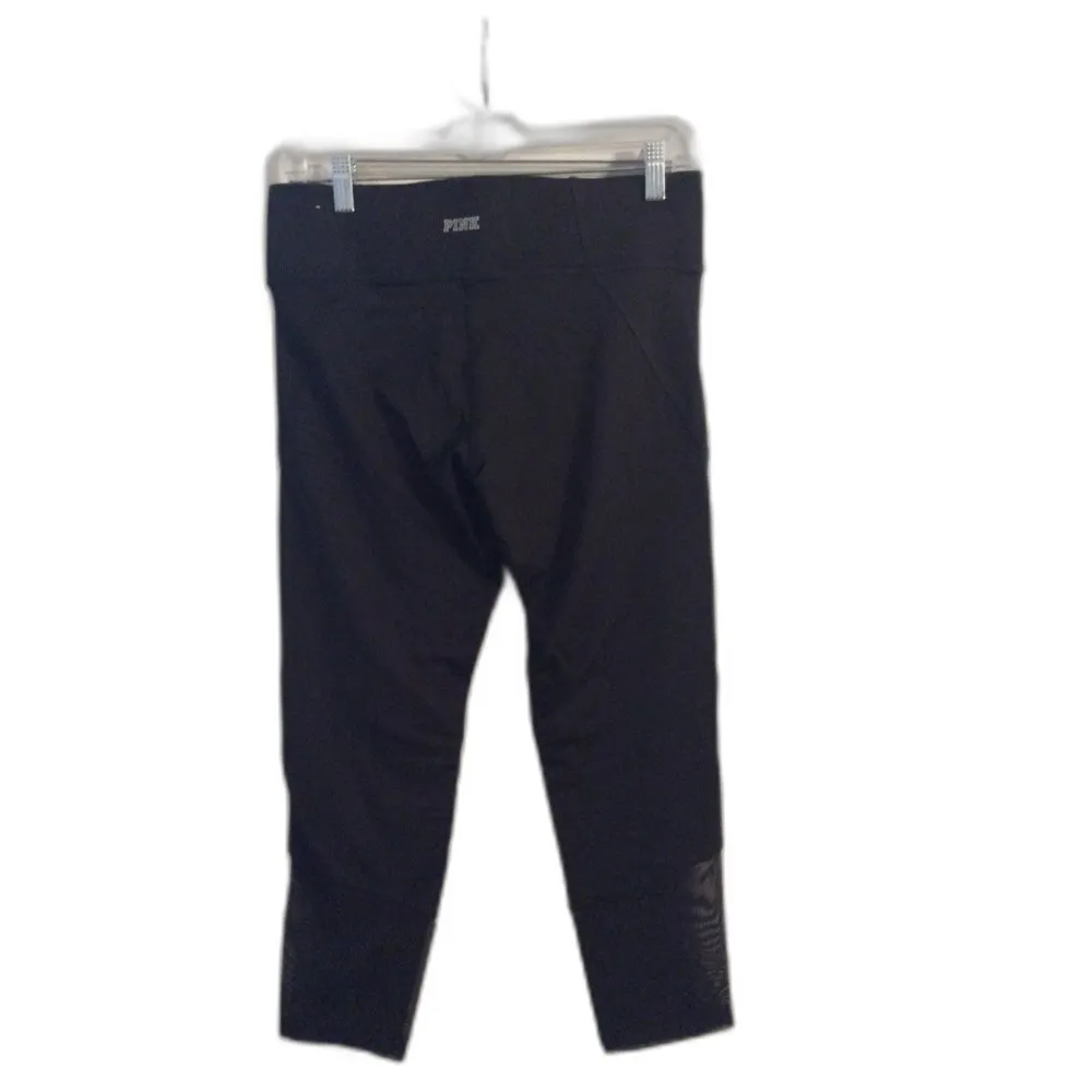 Victoria's Secret PINK Ultimate Capri Leggings Black Side Netting Size Medium M - Image 3
