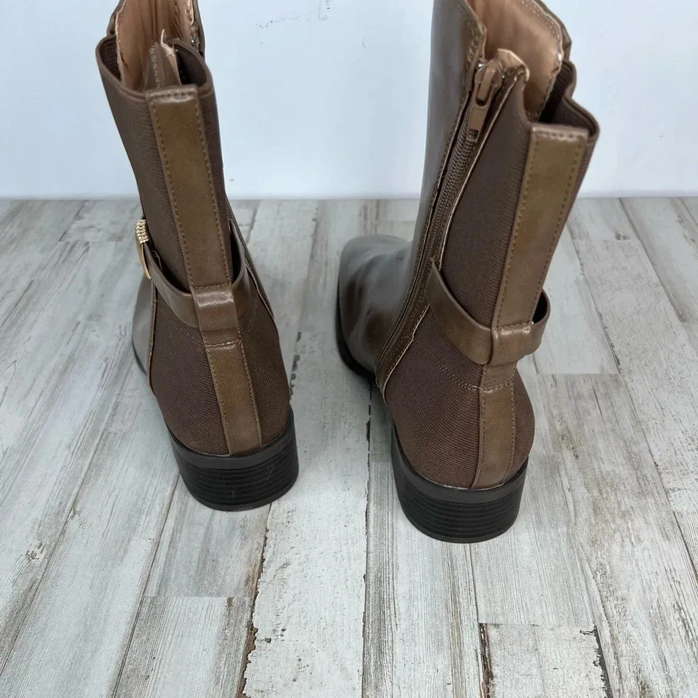 Journee Collection Women's Aubrie Booties Green Brown Size 11 Square Toe - Image 7