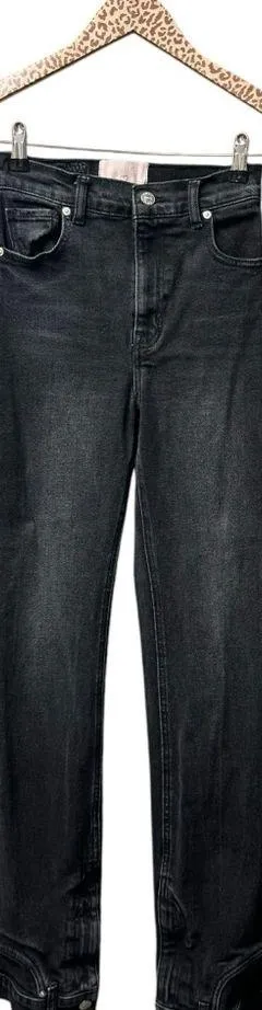 Revice Farrah High Rise Straight Leg Waistband Hem Denim Jeans Midnight Black 26 - Image 4