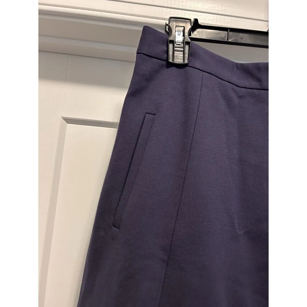 Theory Navy Blue Aline Knee Length Skirt Minimalist Heavy Pointe Fabric Size 8 - Image 3